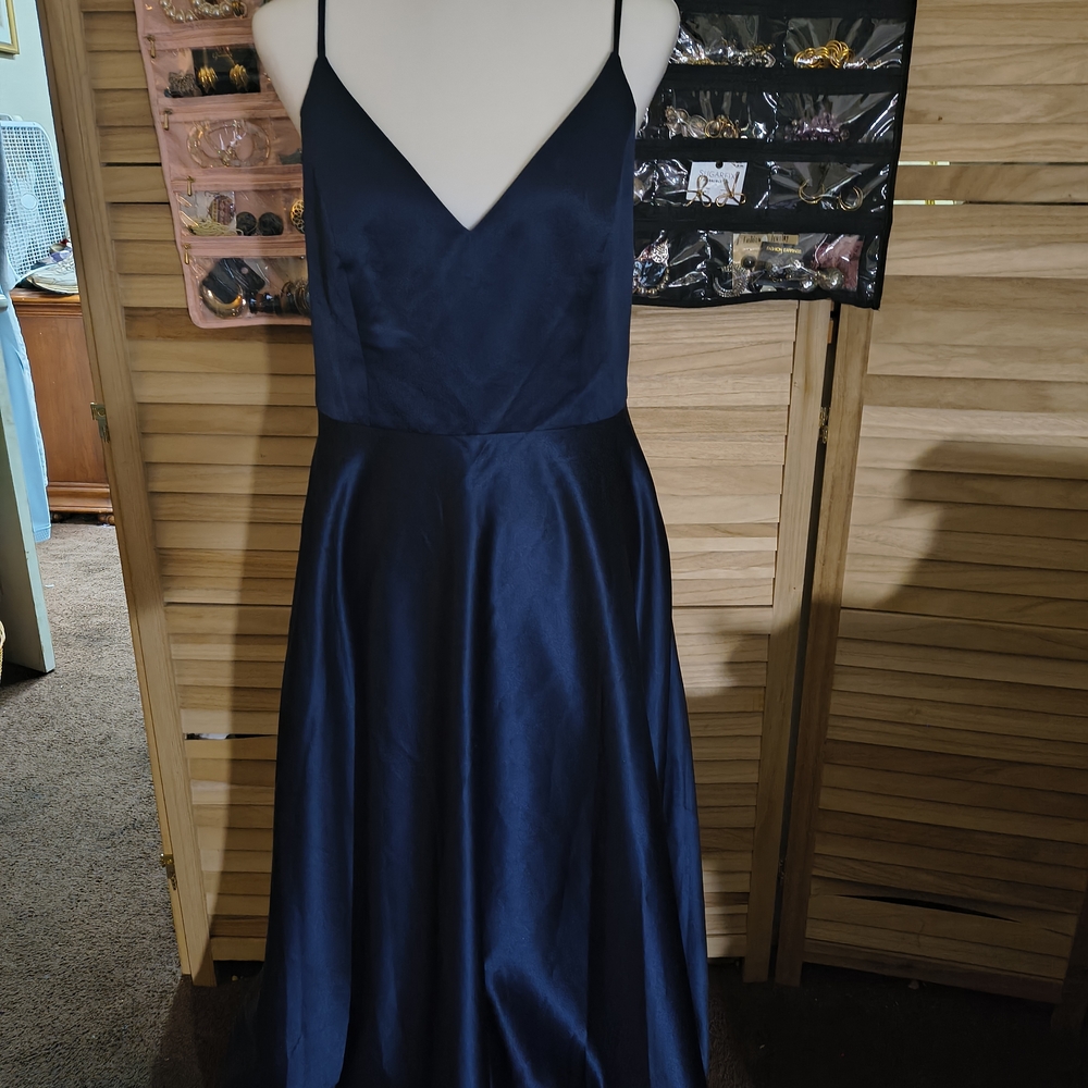 Elegant Backless Navy Dress